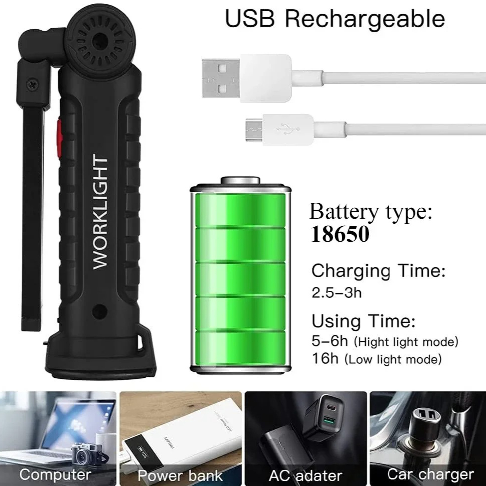 Portable COB LED Flashlight US - огляд і ціна Outdoor Lighting Rechargeable